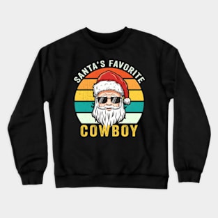 Santa'S Favorite Cow Rodeo Crewneck Sweatshirt